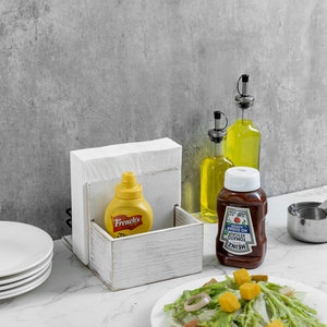 Shabby Chic Whitewashed Wood Condiment <b>Caddy</b> – Restaurant & Bar <b>Table</b> Organizer Napkin Box - Product Image 5