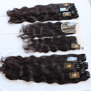 Mèches naturelles indiennes vierges avec Lace Closure, cheveux brésiliens vierges en vison, cuticules alignées avec Hd Fronta - Product Image 2