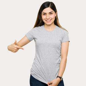 Camiseta de algodón de manga corta con cuello redondo, color sólido, sencilla, holgada, informal, en oferta, para mujer. - Product Image 1