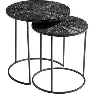 Tables d'appoint gigognes de luxe cylindriques en métal, finition argentée brillante, texture unique et moderne, écologiques - Product Image 3