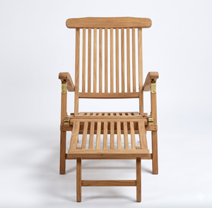 Luxury Foldable Teak Wood Steamer Chair Adjustable Outdoor Sun Lounger Durable Deck <b>Recliner</b> For Garden Poolside Patio Furniture - Product Image 3