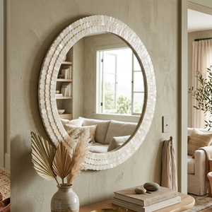 <b>Wall</b> <b>Mirror</b> Handmade Wholesale Custom OEM ODM Mother Of Pearl Bone Mosaic Round Decorative Hanging <b>Mirror</b> DECORYUG - Product Image 2