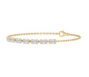Magnifique bracelet en or rose 9 carats avec diamants de laboratoire taille émeraude 2,33 CTW - Product Image 6