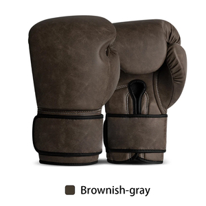 Gants de boxe en cuir marron avec sangle de poignet réglable pour adultes, équipement de boxe - Product Image 3