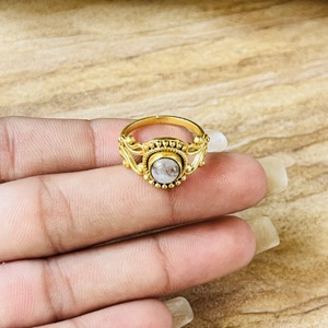 High Demand Vintage Quartz <b>Ring</b> Filigree Bedded Texture Brass <b>Ring</b> <b>Statement</b> 18k Gold Plated <b>Ring</b> Handmade Womens Wholesale <b>Ring</b> - Product Image 2