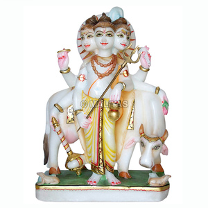 Premium Marble Dattatreya Statue | Handcrafted White Marble Lord Dattatreya Murti with Kamadhenu Cow | MALIYAS - Product Image 3