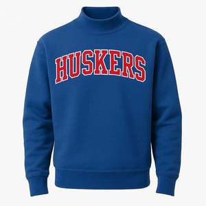 Sweat-shirt à col montant surdimensionné personnalisé unisexe en molleton bleu, pull décontracté à manches longues en mélange de coton pour l'hiver, streetwear premium - Product Image 1