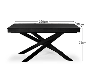 ชุดโต๊ะอาหารไม้มะฮอกกานีทรงสี่เหลี่ยมทันสมัย สีดำ พร้อมเก้าอี้หุ้มเบาะ ขาแบบไขว้ เฟอร์นิเจอร์ห้องรับประทานอาหาร - Product Image 5