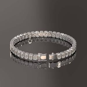 Pulsera de tenis de plata de ley con corte esmeralda y piedras radiantes de corte escalonado, joyería fina de lujo para mujer - Product Image 5