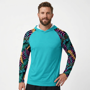 Sweat à capuche à manches longues pour hommes adultes avec imprimé feuilles tropicales, logo frontal, séchage rapide, UPF50, Spandex/Polyester, grande taille, chemise de pêche - Product Image 6
