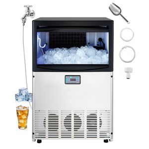 Attrezzatura di Refrigerazione per Cucine Commerciali, Macchina per il Ghiaccio in Acciaio Inox, Produzione 200 Libbre/24h, Capacità di Stoccaggio 50 Libbre - Product Image 1