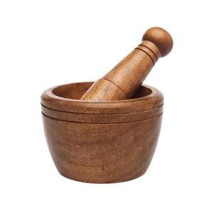Mortero y Pilón de Madera Natural de 22mm para Moler Especias y Hierbas, Herramienta Manual Tradicional de Cocina - Product Image 1