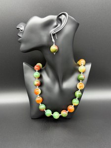 Natural Ethiopian Fire <b>Opal</b> Sterling Silver Victorian Multi Fire <b>Necklace</b> Bracelet Earrings Large Colorful Strip Handmade - Product Image 4