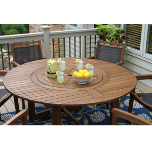 Round Contemporary Coffe <b>Table</b> Made of Solid Teak Wood High Quality <b>Brown</b> Finish Durable & UV-Resistant for Indoor/Outdoor Use - Product Image 5