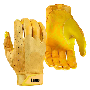 Guantes de Fútbol Americano Personalizados al por Mayor, Calidad Premium, Palma Adhesiva de Silicona, Impresos en Amarillo, Antideslizantes e Impermeables - Product Image 4