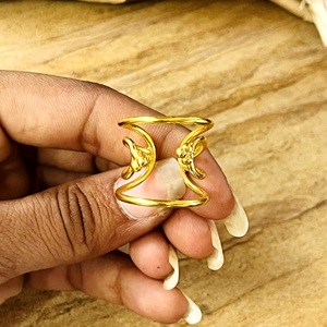 Top Choice High Demand Wide Band <b>Ring</b> Boho Brass <b>Rings</b> For Women 18k Gold Plated <b>Open</b> Cutout Statement For Wholesale/OEM/ODM - Product Image 4