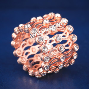 A custom spring rose gold diamond unisex hip hop engagement band premium look 925 sterling silver rose gold plated tester passed - Product Image 1