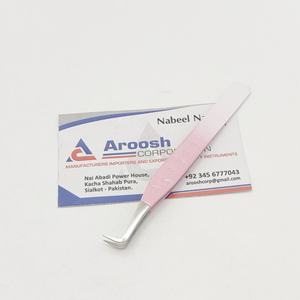 Pinzas de doble tono de punta de 90 grados al por mayor, pinzas de extensión de pestañas de corazón de acero inoxidable sostenibles, logotipo personalizado - Product Image 6