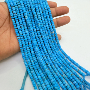Perles Rondelles Facettées en Turquoise Bleue Naturelle, Fil de 16 Pouces, Fournitures de Fabrication de Bijoux en Pierres Précieuses, Vente en Gros - Product Image 1