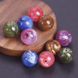 Cuentas Redondas de Acrílico Ámbar con Efecto Agrietado para la Creación de Joyería DIY, Perlas para la Creación de Joyería DIY, Cuentas Artesanales - Product Image 2