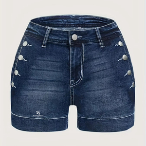 Shorts en jean noir rétro pour homme, coupe ample, taille basse, en coton délavé, style hip-hop, pour la gym, décontracté, streetwear 2026 - Product Image 1