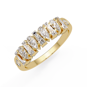 Bague de luxe avec sertissage clos rond, mélange de diamants de laboratoire poire, taille baguette et taille conique, style éternité, pour mariage, cadeau d'anniversaire, personnalisable, vente en gros - Product Image 3