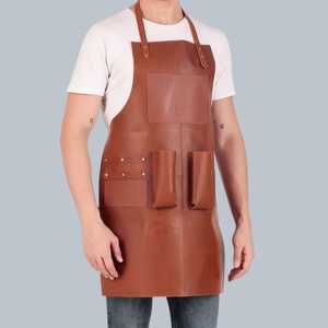 Delantal de Cuero con Bolsillos, Estilo Clásico, Traje de Trabajo Resistente para Cocinar - Product Image 3