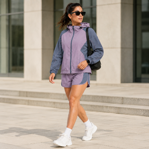 Conjunto de Chaqueta y Pantalones Cortos de Moda Urbana para Mujer, Personalizado al por Mayor, Forro de Malla, Poliéster Ligero, Tejido, Proveedor de Ropa con Estampado Personalizado - Product Image 4
