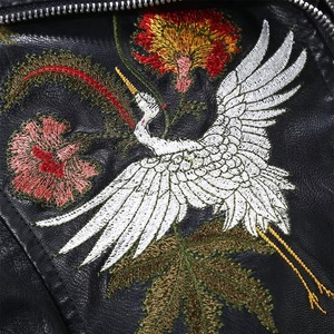 Sheepskin Design Genuine Leather Windproof Breathable Heated Embroidered Women Leather Jacket Customize Embroidery - Product Image 5