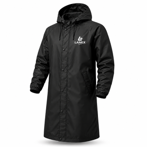 Custom Long Hooded Waterproof Polyester <b>Raincoat</b> <b>Men</b> Windproof Outdoor Workwear Fleece Lining All Season Custom Logo OEM ODM - Product Image 1