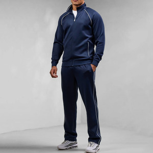 Último Diseño OEM Personalizado, Chaqueta y Pantalón con Cierre Completo en Azul Marino, Traje Deportivo de Dos Piezas para Hombre, Ropa Deportiva Transpirable - Product Image 1