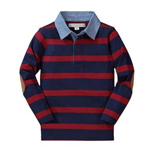 เสื้อรักบี้แขนยาวสำหรับผู้ชายเสื้อรักบี้สไตล์โปโลสำหรับผู้ชายเสื้อรักบี้กีฬาแขนยาวเย็บลายทาง - Product Image 4