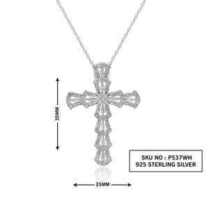 Collar con Colgante Religioso de Diamantes Naturales Blancos de 1.30 Quilates para Mujer, Plata de Ley 925, Cadena de 18 Pulgadas con Baño de Rodio, Brillante - Product Image 2