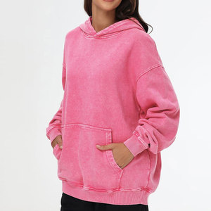 Sweat-shirt oversize délavé à l'acide pour femme, à épaules tombantes, confortable, coupe ample, décontracté, hiver, avec logo personnalisé - Product Image 4