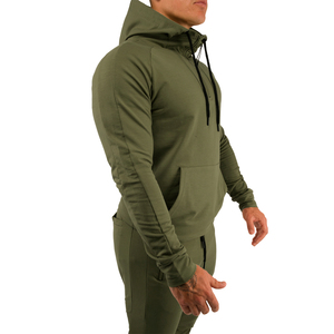 Vente en gros de sweat-shirts à capuche zippés pour hommes, coupe ajustée, vert, col roulé, haute qualité, col brodé, motif uni, hiver - Product Image 3
