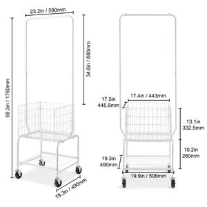 Carrello Portabiancheria Regolabile in Metallo con Appendiabiti e Cesto Portaoggetti per Carichi Pesanti - Product Image 4