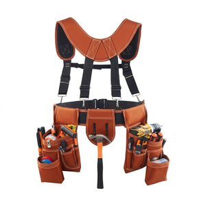 <b>Carpenter</b> <b>Tool</b> Belt With Suspenders Brown Leather Construction <b>Tool</b> Harness With Multiple Pockets For <b>Tools</b> And Equipment - Product Image 5
