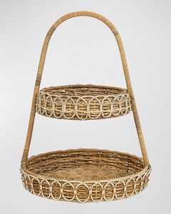 Large Round <b>Rattan</b> Cake Presentation Stand For Luxury Catering Event And Home <b>Dining</b> <b>Table</b> Decoration - Product Image 3