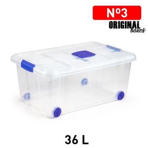Scatole Originali in Plastica da 36 L con Ruote, Contenitore Trasparente per Organizzazione Domestica - Product Image 1