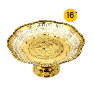 ถาดรองทองเหลืองรูปแปดเหลี่ยม16 "พร้อมที่วางมีดอกกุหลาบถาดพรีเมี่ยมจากประเทศไทยสำหรับร้านอาหารชั้นนำโรงแรม - Product Image 1