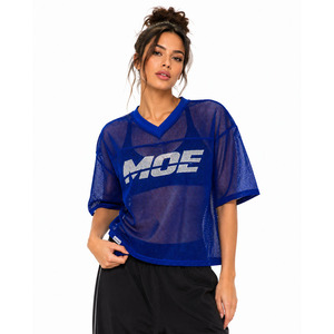 Camiseta de fútbol americano unisex personalizada de malla transparente al por mayor, transpirable, con cuello en V, estilo urbano, ligera y transparente. - Product Image 4