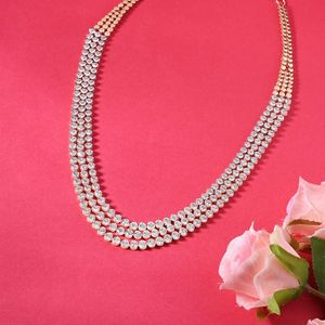 Luxury 14K Rose Gold Triple Diamond Halo Cluster <b>Pendant</b> Necklace Dainty Fine Jewelry for Women Anniversary Gift Engagement - Product Image 1