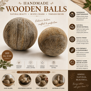 Natural Sustainable Wooden Through-Carved Decorative Balls <b>Rustic</b> Handcrafted <b>Wood</b> Sphere Set for Home Decor Craft Display - Product Image 6
