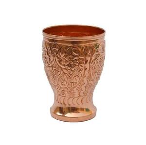 Gobelet à pied en cuivre vintage à motifs floraux, coupe à boire décorative, calice en métal, vaisselle traditionnelle - Product Image 3