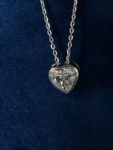 Collar con Colgante de Diamante Solitario en Forma de Corazón, Chapado en Rodio sobre Oro Blanco de 9K, Cadena de Eslabones, Moderno y de Alta Calidad, para Aniversario de Bodas - Product Image 6