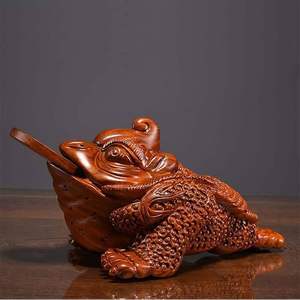 Statue de Bouddha rieur en bois sculptée à la main, figurine allongée, sculpture décorative pour la maison, le bureau, le temple, cadeaux pour adultes - Product Image 4