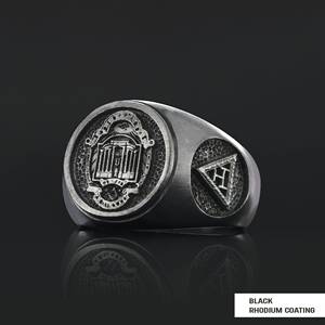 Bague Maçonnique BOJ 043 Personnalisée en Argent et Diamant, Bague de Diplôme Universitaire Unisexe, Cadeau pour Fêtes et Occasions Spéciales, Prix Bas - Product Image 4