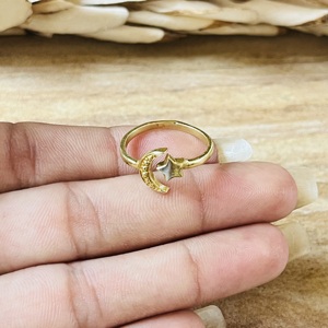 Bagues Lune Céleste Style Moderne, Bijoux Délicats en Laiton pour Femme, Plaqué Or 18 carats, Bande Minimaliste Bohème Étoile, Vente en Gros/OEM/ODM - Product Image 2