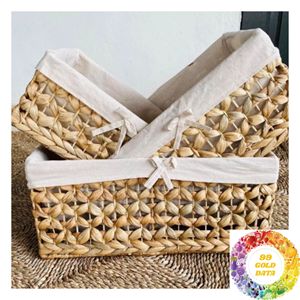 Cesta de Almacenamiento Hecha a Mano con Jacinto de Agua para Tiendas Boutique, Espacios de Hostelería, Regalos de Boda y Organización Decorativa - Product Image 6