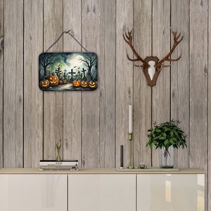 NOUVEAU Halloween Spooky Graveyard Porte murale Imprimés suspendus Multicolore Aluminium Métal Cuisine Bar Mural Salle de Bain Plaque Décoration Maison - Product Image 4